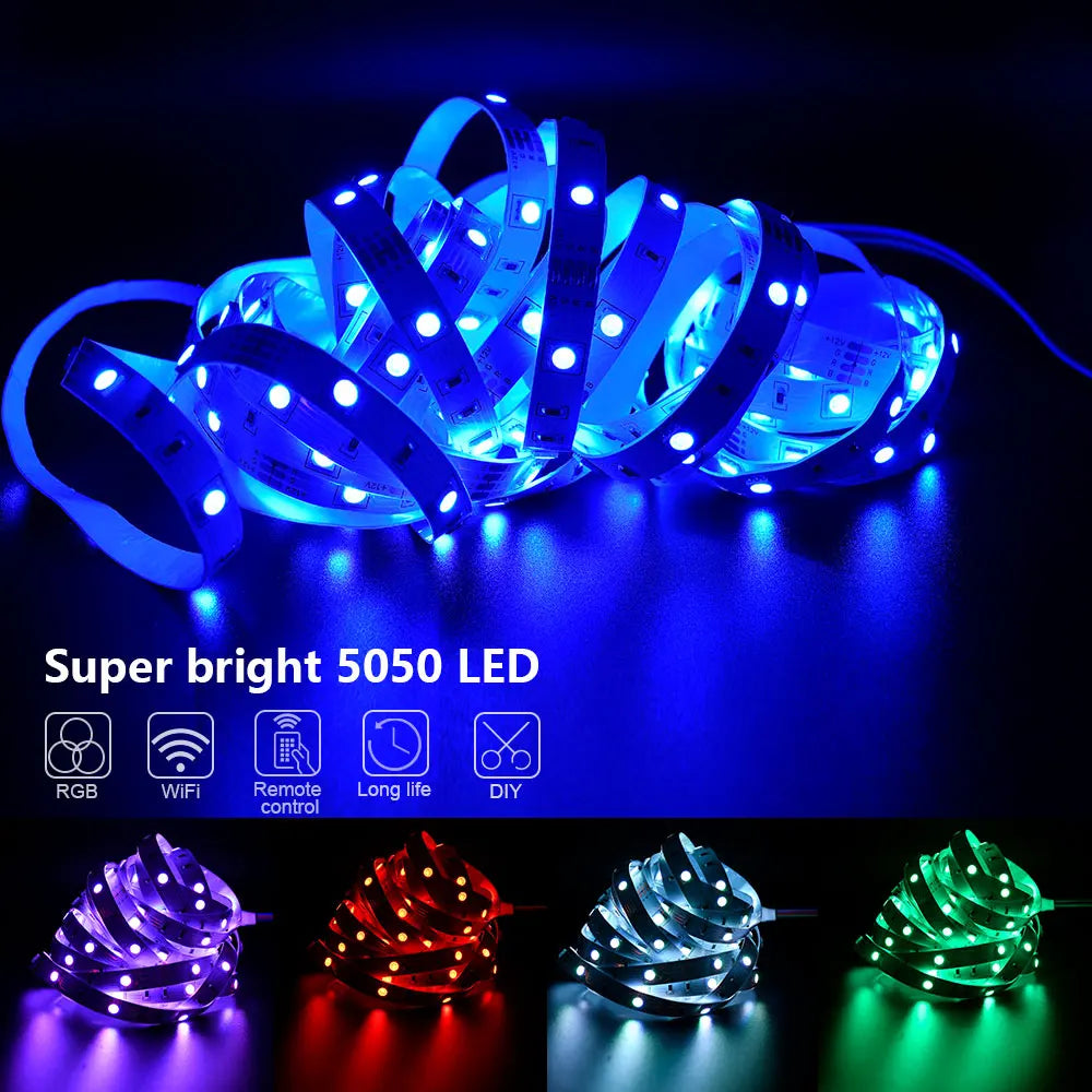 LED Strip Light ,RGB 5050/SMD3535, Flexible Ribbon, DIY Led Light Strip RGB  Tape Diode DC 12V bluetooth Christmas lights