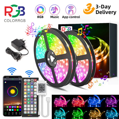 LED Strip Light ,RGB 5050/SMD3535, Flexible Ribbon, DIY Led Light Strip RGB  Tape Diode DC 12V bluetooth Christmas lights