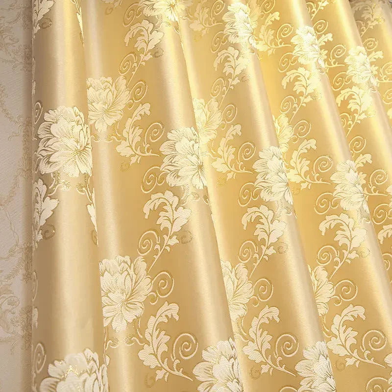 Omani Luxus Gold Floral Vorhänge für Schlafzimmer Fenster Behandlung Fenster Vorhang Wohnzimmer Cortinas