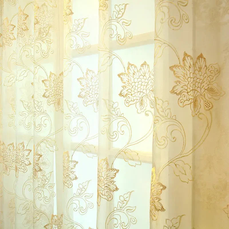 Omani Luxus Gold Floral Vorhänge für Schlafzimmer Fenster Behandlung Fenster Vorhang Wohnzimmer Cortinas