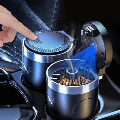 Auto Aschenbecher Mit LED Licht Universal Legierung Asche Tablett Aluminium Tasse Rauchlos Auto Aschenbecher Flammhemmende Zigarettenhalter Box