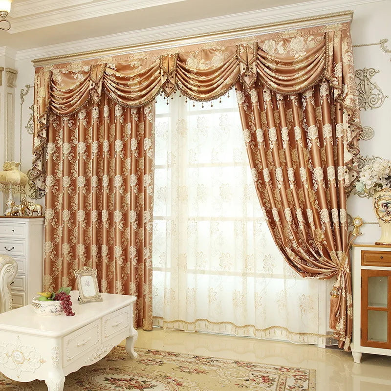 Omani Luxus Gold Floral Vorhänge für Schlafzimmer Fenster Behandlung Fenster Vorhang Wohnzimmer Cortinas