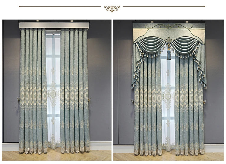 Vorhänge im Iranischen Stil für Wohnzimmer Esszimmer Schlafzimmer High-End verdickte Chenille bestickt Luxus raumhohe Fenster