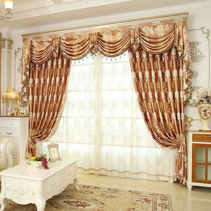 Omani Luxus Gold Floral Vorhänge für Schlafzimmer Fenster Behandlung Fenster Vorhang Wohnzimmer Cortinas