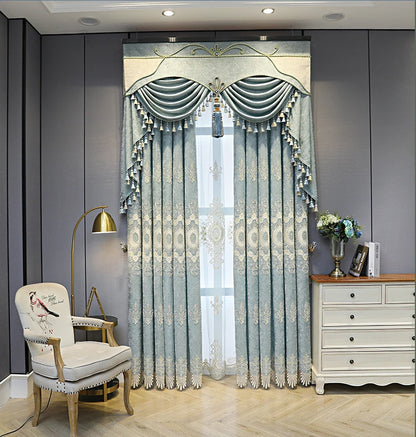 Vorhänge im Iranischen Stil für Wohnzimmer Esszimmer Schlafzimmer High-End verdickte Chenille bestickt Luxus raumhohe Fenster