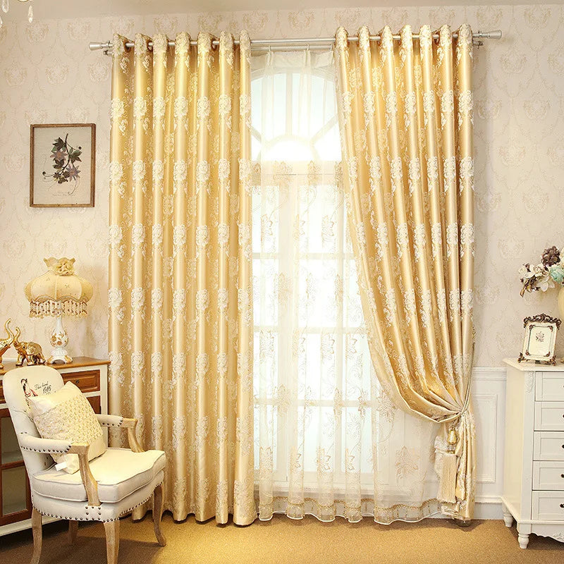 Omani Luxus Gold Floral Vorhänge für Schlafzimmer Fenster Behandlung Fenster Vorhang Wohnzimmer Cortinas